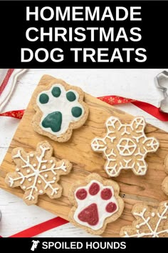 homemade christmas dog treats on a cutting board