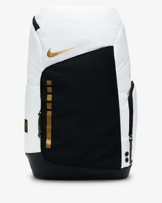 Product Details Nike Hoops Elite Backpack The Nike Hoops Elite Backpack is designed for the active athlete. Featuring a large main compartment and several smaller zippered pockets, the Nike Hoops Elite Backpack is perfect for organizing your equipment and gear for school and practice. The side pockets hold water bottles and other small items, while the air unit-padded and adjustable shoulder straps and stabilizing chest strap provide ultimate comfort and support. The top haul loop makes it easy Nike Basketball Bag, Nike Elite Bag, Nike Elite Backpack, Elite Backpack, Mochila Nike, Basketball Backpack, Preppy Backpack, Basketball Bag, Nike Backpack