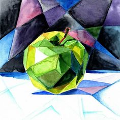 Apple Abstract Art, Cubist Still Life, Cubism Watercolor, Cubism Art Paintings, Still Life Cubism, Cubism Still Life, Geometric Still Life, Post Impressionism Art, Apple Food