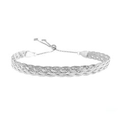 Italian Made Sterling Silver Adjustable Braided Herringbone Bracelet Herringbone Bracelet, Bones Bracelet, Silver Bracelets For Women, Silver Chain Style, Silver Bead Bracelet, Sterling Necklaces, Bangles Style, Braided Bracelet, Elegant Bracelet