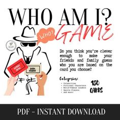 an advertisement for the game who am i?