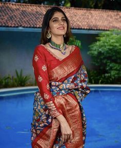 Designer Lehangas, Kalamkari Art, Sari Blouses, Silk Saree Blouse Designs Patterns, Pattu Saree Blouse Designs, Kanjivaram Saree, Saree Blouse Neck Designs