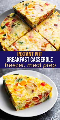 breakfast casserole with freezer meal prepped on top and in the middle