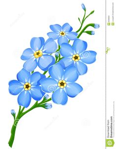 blue flowers on a white background with clipping space for the wording in the center