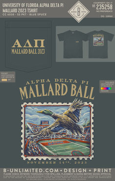 an advertisement for the university of florida football team, featuring two t - shirts and a stamp