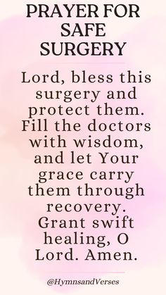 a pink and white background with the words prayer for safe surgery