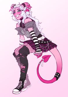 A Drawing, White Hair, A Girl, Hair, Pink, White, Black, Art