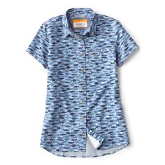 Warm weather? We've got the perfect shirt for you with great ventilation and easy sun protection—a customer fave. Womens Work Shirt, Chambray Fabric, Chambray Shorts, Work Shirt, One Bag, Work Shirts, Range Of Motion, Bagpack, The Body Shop