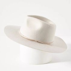 Leather-Trimmed Wool Rancher Nwt Wool Spot Clean Imported Dimensions: 23.5" Crown; 3.5" Brim Wide Brim Hat Pom Pom Beanie Hat, Rancher Hat, Anthropologie Accessories, Wool Fedora, Creme Color, Bow Flats, Wide Brimmed Hats, Brim Hat, Black Flats