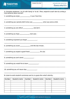 a worksheet for students to practice their writing skills and reading the sentences