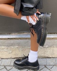 olivia stacey Doc Loafers, Doc Martens 8053, Outfit Ideas October, Shein Clothing Outfit, Shein Clothing, Dr Shoes, Pretty Shoes Sneakers, Clothing Outfit Ideas, White Socks