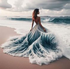 Water Inspired Dress, Water Gown, Ocean Inspired Dress, Ocean Inspired Fashion, Glamour Dress