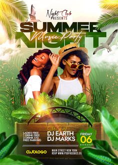 Looking to promote your upcoming beach party, summer party, concert, music festival, or any seasonal party event? Look no further! Download our Free Night Club Summer Party Flyer PSD Template, perfect for any bar, cafe, or lounge advertising purposes. Summer Party Flyer, Event Poster Template, Concert Flyer, Festival Flyer