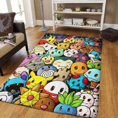 the rug has many different pokemon characters on it