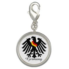 'German Eagle with Flag'. Sterling Silver Plate Charm. A perfect complement to the charm bracelet, this charm will add thoughtfulness to your already memorable gift! Eagle With Flag, German Jewelry, Rings Bracelets, Memorable Gifts, Silver Plate, Charms