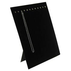 Untitled Document                                                                                                               Black Velvet Necklace Board                                                           Display up to six chains or necklaces with snap-enclosures. Place chains in enclosure and snap shut to keep your jewelry securely in place during display. Easel back. Jewelry not included. Size:  7 Hook: 7-3/4" x 14" 12 Hook: 12" x 15" 15 Hook: 15" x 12" 6 Snap: 7-5/8" x 14-1/8" Material: Black Velvet Ships within 24 hours of being placed 30 Day return window ***Ships within 48 bordering states***                                             About Us: At Gems on Display, we want to do more than only satisfying our customers. We want to exceed your expectations by bringing you the Jewelry Display Table, Jewelry Table Display, Jewelry Hooks, Velvet Necklace, Diy Jewelry Display, Display Easel, Display Table, Seed Beading, Easels