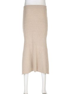 SPECIFICATIONS Material: Polyester Material: Spandex Elasticity: Non Strech Season: Autumn/Winter Fabric Type: Knitting Waistline: Natural Factors Fit Type: Slim Fit Silhouette: A-LINE Dresses Length: Ankle-Length Age: MIDDLE AGE Gender: WOMEN style: casual,Streetwear [20240223] Ribbed Skirt For Fall Season, Fitted Knit Beige Bottoms, Ribbed Skirt For Fall, Fitted Beige Skirt For Winter, Winter Knee-length Knit Skirt, Fitted Ribbed Knee-length Skirt, Ribbed Fitted Knee-length Skirt, Casual Beige Ribbed Skirt, Elegant Long Knit Skirt