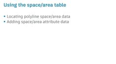 a white background with the words using the space / area table locating polyline / area / area data adding space / area attributes