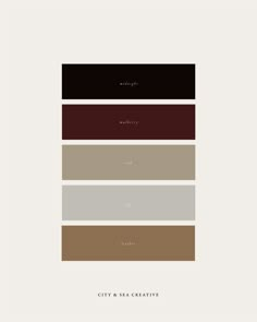 the color scheme for an interior design project, with different colors and font on it