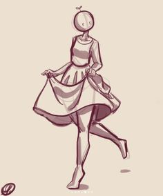 a drawing of a woman in a dress