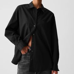 Nwt The Big Shirt From Gap. Oversized Fit. Viscose And Nylon. Could Also Be A Cute Bathing Suit Cover Up! Cheap Gap Button-up Shirt, Black Button Down Shirt, Poplin Blouse, Big Shirt, Gap Women, Dress Shirts For Women, Plaid Flannel Shirt, Boho Casual, Black Button