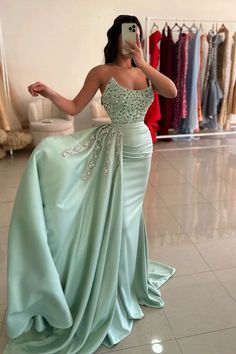 Fashion: #fashion, #style, #outfitinspiration, #beauty Prom Dress With Train, Ruffle Beading, Strapless Evening Dress, Mermaid Evening Gown, Mermaid Prom Dress, Green Bridesmaid, Prom Looks, Evening Dress Fashion, Wedding Prep