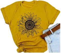 PRICES MAY VARY. Material: Cotton Blended & Polyester Features: Funny Cute Sunflower Graphic Tees Apparel, Sleeveless, O Neck, Gift Shirt for Her. Sunflower Graphic Funny Tee Summer Short Sleeve Faith Top Occasions: Vacation, Holiday, Daily Life, Working Space and It Will Be A Good Choice To Match with Jeans, Leggings, High Heels, Boots and Etc. Package: 1* Women Sunflower Top Blouse Shirts Women Sunflower T Shirt Short Sleeve Letter Print Tops Blouse

Size Chart:1inch=2.54cm

 S: Length 67cm/26 Sunflower Shirt, Cute Graphic Tees, Funny Tee Shirts, Printed Sleeveless Top, Funny Graphic Tees, Shopping Ideas, T Shirt For Women, Shirt For Women, Graphic Tee Shirts