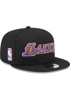 the new era lakers snapback hat is available in black and purple