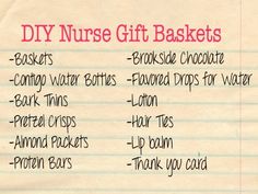 a note with instructions on how to make gifts for nurses and nurses in the hospital