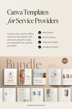 a brochure with the words canva templates for service provided