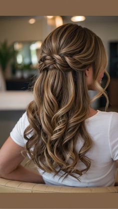 15 Chic and Easy Prom Hairstyles for Medium Length Hair - pulsepathlife.com Wedding Hair Color Brunette, Bridal Hair For Black Hair, Bridesmade Hair Styles Half Up, Hairstyles For Weddings Half Up Half Down, Half Up Do With Braid, Bridesmaid Wedding Hair Half Up, Medium Hair Length Wedding Hairstyles, Wedding Hair Color Ideas Brunettes, Medium Length Bride Hair