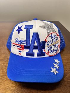 Custom made Dodgers Trucker Hat Los Angeles Dodgers, Trucker Hats, Trucker Hat, Custom Made, Seasonal Decor, Decorative Items, Angeles, Ships, Hats