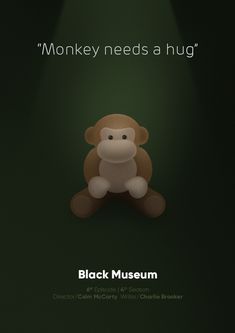 a stuffed monkey sitting in front of a green background with the words monkeys need a hug