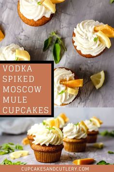 cupcakes topped with whipped cream and orange slices