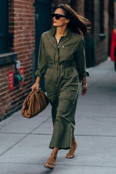 Best Boiler Suits: The One-Piece Wardrobe Wonder You'll Love | PORTER Safari Outfit, Safari Outfits, Safari Dress, Fashion Director, Street Style Trends, Safari Style, Fashion Week Street Style, Street Style Looks, Fashion And Lifestyle