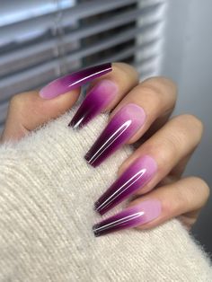 Purple Ombré Nails, Ambre Nails, Coffin Ombre, Black Ombre Nails, Purple Ombre Nails, Ombre Manicure, Punk Nails