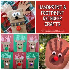 handprint and foot print reindeer crafts for kids