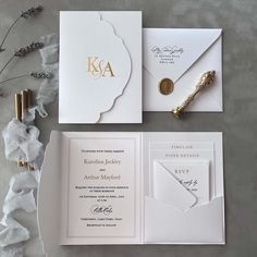 the wedding stationery is laid out and ready to be used