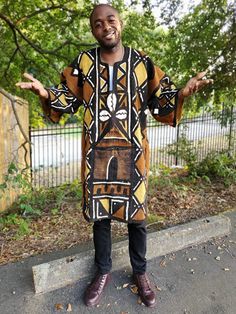 Fini African Mud cloth Earth-tone Dashiki-DP4015 heavy unique pull over cotton pants not included, sold separately patterns and symbols may vary Black Fact, African Mud Cloth, African Print Dresses, African Attire, Mud Cloth, Cotton Pants, African Clothing, Types Of Fashion Styles, African Print