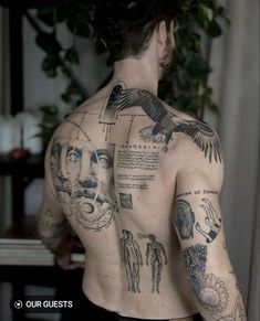 a man with many tattoos on his back