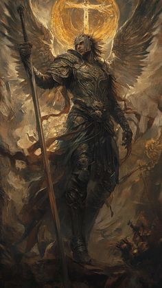 Combat Gods, Fallen Angel Art, Male Artworks, Oil Painting Gallery, Dark Fantasy Artwork, Angel Artwork, Rennaissance Art, Angel Warrior, Biblical Art