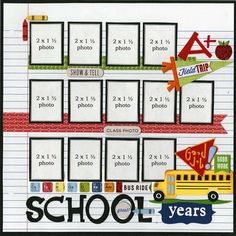 the school years are arranged in rows on top of each other, with different pictures