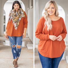 Our ALL NEW Slouchy is here!!! This stunning rust tunic has a flattering CURVED hem, our signature dolman sleeves and long, loose fit! This tunic is going to be your new go-to piece for the fall and winter! It is seriously the softest material ever, and the bold color makes it SO fun to style! Pair it with leggings, skinnies, booties, flats, a scarf, some glam accessories...seriously the opportunities are endless!! This comfy, cute beauty is a no-brainer!!
95% Cotto Brown Long Sleeve Tunic For Fall, Long Sleeve Brown Tunic For Fall, Casual Batwing Sleeve Tunic For Fall, Plus Size Tunics, Glam Accessories, Crochet Inspiration, Bold Color, Dolman Sleeve, Fall And Winter