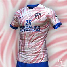 the soccer jersey is red, white and blue with an american flag design on it