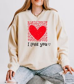 This beautiful sweatshirt features the timeless phrase "I love you", making it an ideal choice for expressing affection and warmth. Crafted with love, this shirt is designed for those who want their wardrobe to reflect their heartfelt emotions. This shirt is not just about cute fashion, it's about sharing and spreading love wherever you go. It's an excellent gift for someone special, allowing you to express your feelings in a stylish and lasting way. Wear it to celebrate love, to remind someone Self Love Shirt, Romantic Fashion, Love Shirt, Spread Love, Emotional Support, Romantic Style, Cute Fashion, Comfort Colors, Self Love