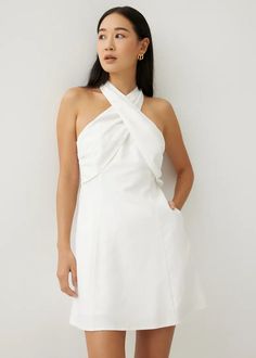 Analisse Linen Halter Neck Dress | Love, Bonito US Fitted A-line Halter Sundress, Elegant Sundress With Fitted Bodice For Day Out, Chic Halter Neck Mini Dress For Casual Wear, Elegant Fitted Sundress, Elegant Halter Neck Sundress For Spring, Lined Halter Neck Mini Dress, Fitted Bodice Halter Neck Lined Dress, Elegant Halter Neck Lined Mini Dress, Elegant Lined Halter Neck Mini Dress