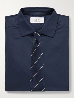 Mr P.'s shirt is neatly tailored from cotton-twill in a regular fit. It fastens with lustrous shell buttons and has a sharp cutaway collar that'll complement most tie knots. Small to size. See Size & Fit notes. Mr P, Cutaway Collar, Twill Shirt, Shell Buttons, Short Suit, Loungewear Shorts, Tie Knots, Formal Shirts, Mr Porter