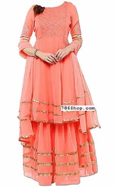 Pink Chiffon Suit | Buy Pakistani Fashion Dresses and Clothing Online in USA, UK Orange Chiffon Wedding Dress, Anarkali Style Chiffon Sharara For Weddings, Orange Georgette Sharara For Wedding, Bollywood Style Chiffon Wedding Sets, Orange Georgette Wedding Dress, Chiffon Wedding Dress For Festivals, Chiffon Floor-length Wedding Set, Parineeti Serial, Pakistani Dresses Online Shopping