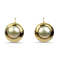 1870 Collection Earring 1870 Collection 14K Yellow Gold Mabe Pearl Dome Drop Earrings Luxury Chic Yellow Gold Pearl Earrings, Luxury Brass Pearl Earrings For Wedding, Luxury Refined Round Pearl Earrings, Luxury Gold Brass Pearl Earrings, Luxury Yellow Gold Baroque Pearl Earrings, Luxury Elegant Pearl Earrings In Brass, Luxury Yellow Gold Timeless Pearl Earrings, Luxury Hypoallergenic Yellow Gold Pearl Earrings, Luxury Refined Yellow Gold Pearl Earrings