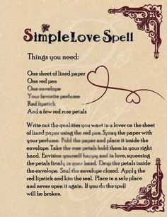 Wicca Love Spell, Love Spell Chant, Easy Spells